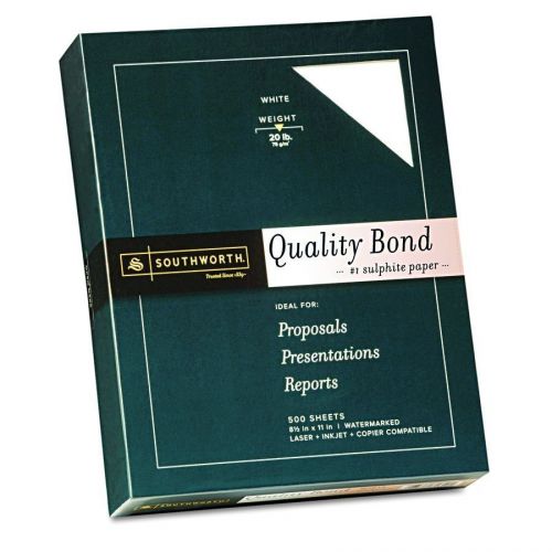 Southworth 3162010 Quality Bond #1 Sulphite Paper, White, 20 lbs. (500 per Box)