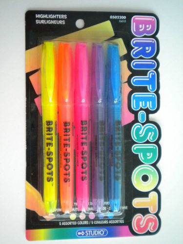 *new* ~ pkg. of 5 brite-spots highlighter markers ~ beautiful vivid colours for sale