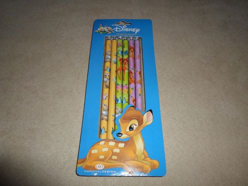 Pack Of 6 Disney Bambi #2 Pencils By National Design~Ages 3 &amp;Up, NEW IN PACKAGE!