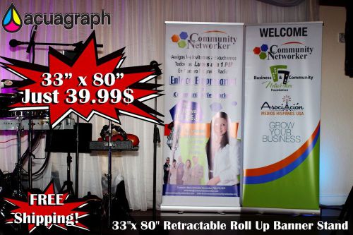 Proffessional 33&#034;x80&#034;Retractable Roll Up Banner Stand Trade Show Signage Display