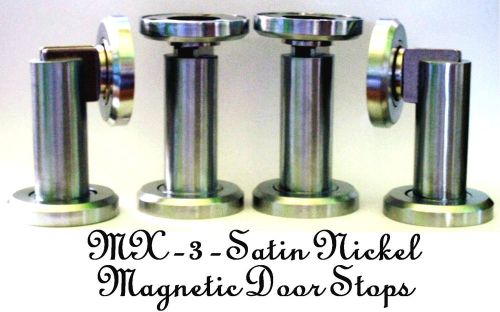 Lot of 4 Satin Nickel MX-3 *MAGNETIC* Door Stops  Heavy Commercial Grade Quality