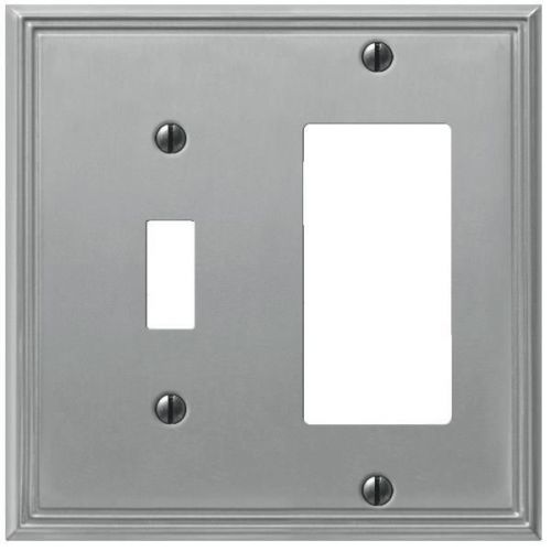 Brushed nickel zinc combination wall plate-1tgl/1rkr bnkl wallplate for sale