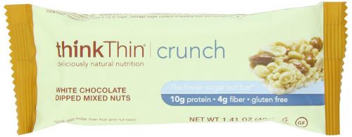 Thinkthin crunch white chocolate mixed nuts, gluten free, 1.41-ounce bars (pack for sale
