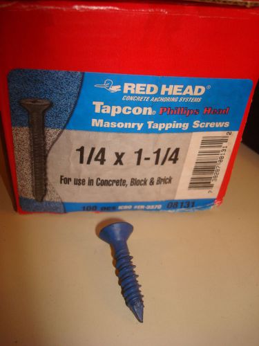 NIB- Red Head Tapcon Phillip Head Masonry Tapping  1/4 x 1-1/4 ICBO #ER-3370