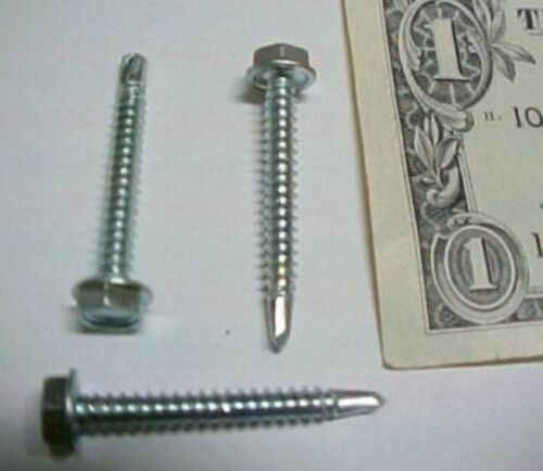 150 Self Drilling Screws, #12 x 1.5&#034; Hex Head, Zinc Plated Steel Drill Point Tek