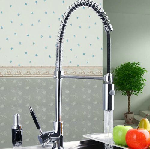 New Pull Out Kitchen Faucet Chrome Finish Swivel Spout Single Handle Mixer Tap