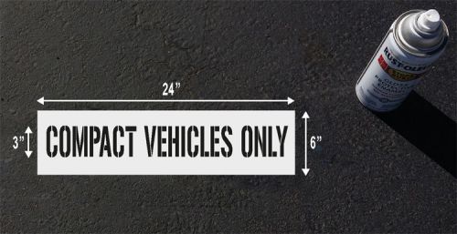 PARKING LOT STOP BLOCK STENCIL SIGN, COMPACT VEHICLE ONLY