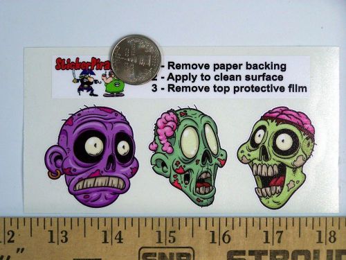 3 - Zombie Heads 2&#034; Hard Hat Toolbox Helmet Sticker H 171