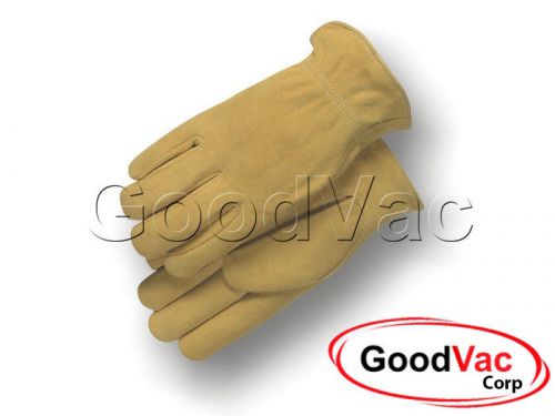 Majestic 1512r genuine split side camel hide leather work gloves - medium for sale