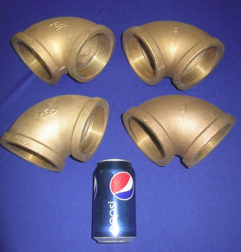 New lot of four  3&#034; npt red brass 90 degree elbow 3 inch lead free pipe fitting for sale