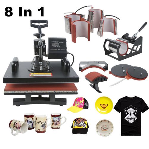 8in1 Heat press Machine Digital Transfer sublimation T-Shirt Hat Mug Cap Plate