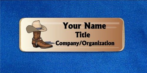 Cowboy boot hat custom personalized name tag badge id country western dance for sale
