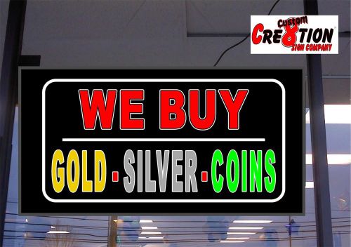 20&#034; x 36&#034; LED Light box Sign - We Buy Gold- Silver Coins  Neon alt - Window Sign