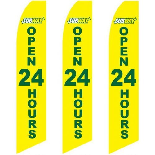 Swooper Flag 3 Pack Subway Open 24 Hours Yellow Green