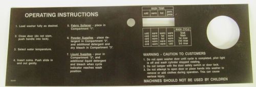LABEL FOR WASCOMAT FRONT LOAD WASHER W74-W184 PART# 253401