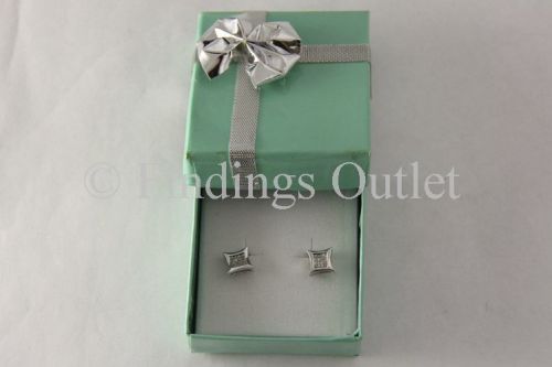 Shimmer Bow Tie Teal Blue Earring Gift Boxes With Flocked Foam Insert - 1 Dozen