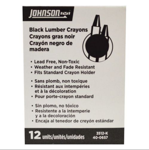 Johnson Lumber Crayons Pack of 12 - Black Model 3512