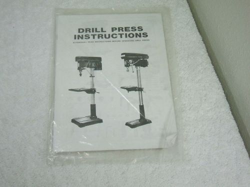 Drill Press Instructions ~ Attention: Read Instructions Before Operating Drill P