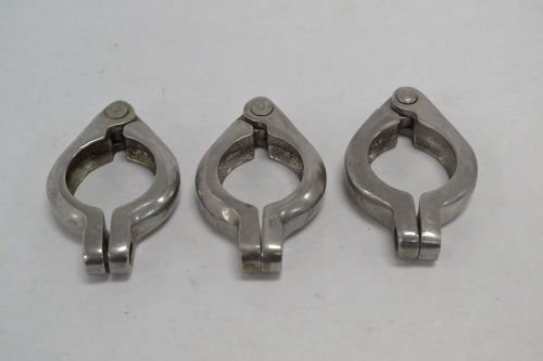 LOT 3 NEW TRI CLOVER 1-1/2IN STAINLESS HEAVY DUTY PIPE COMPATIBLE CLAMP B266419