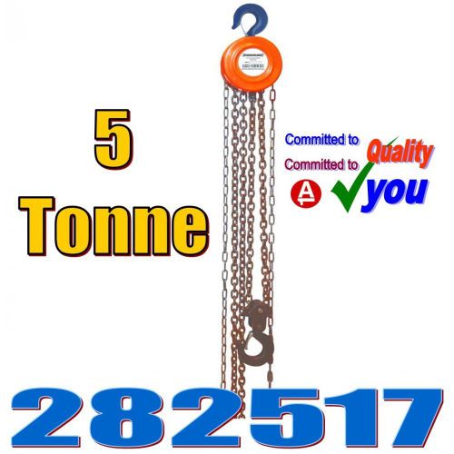 5 Tonne Chain Lifting Block Tackle Engine Gantry Hoist Ton Silverline 282517 NEW