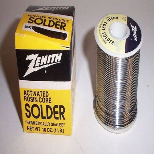 New Zenith Solder Activated Rosin Core One Pound Soldering Reel Spool Box NIB