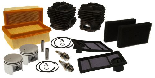 2 x kit cylinder head liner pot &amp; piston, air filter, plug fits stihl ts400 for sale