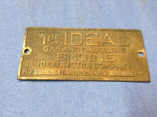 (Lot687)Antique hit miss 3HP IDEAL GAS ENGINE orig. brass name &amp; number plate