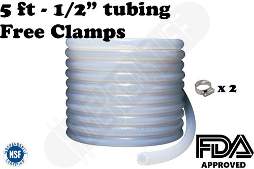 1/2&#034; high temp silicone tubing 5&#039; free clamps, beer homebrew home brew brewing for sale