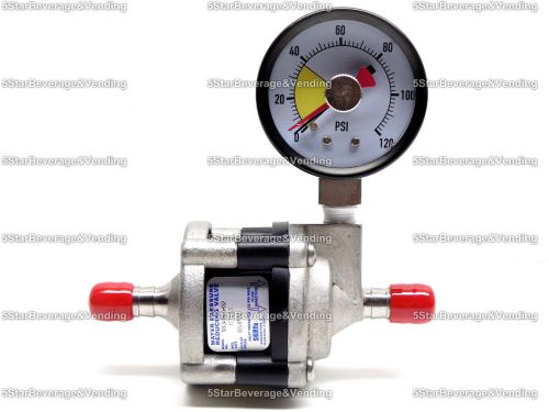 New shurflo 65psi stainless steel in-line water pressure regulator with gauge for sale
