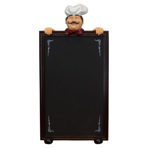 Chef chalkboard standing with mustache and hat sandwich board street sign