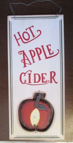 Wooden Hot Apple Cider, 15&#034; x 7&#034;,  Apple Is Cut Out, New