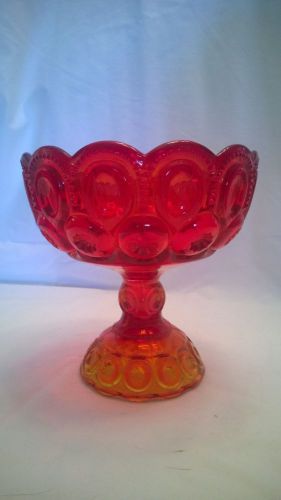 Red Glass Serving Bowl Vintage Pedestal Candy Dish Antique