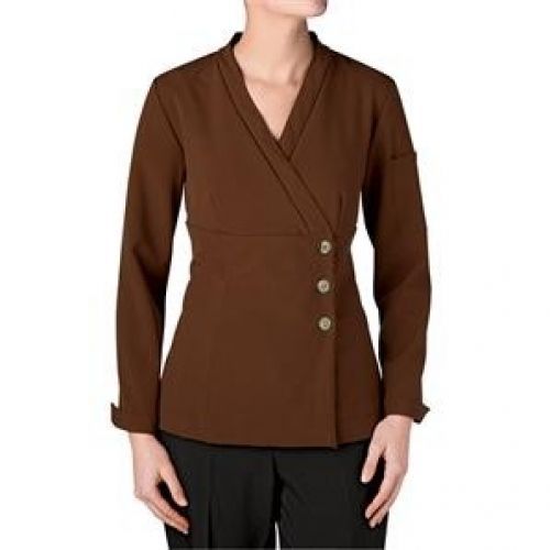 5240-BR Brown Women&#039;s Stretch Crossover Jacket Size 5X