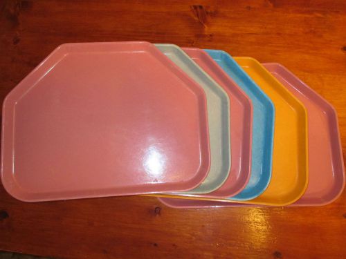 6-70’s colorful cafeteria trays camtray 6-side fiberglass serving tray 14x18” gc for sale