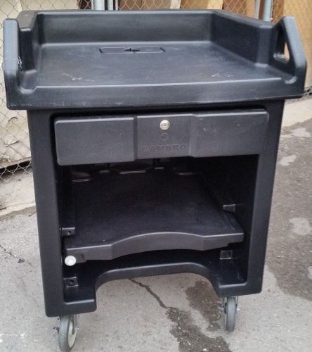 Cambro vcs black mobile cash register stand cart on casters used for sale