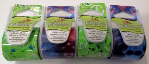 Set of 4 Duck EZ start Pattern Print Tie Dye/Peace Sign Splatter Packaging Tape
