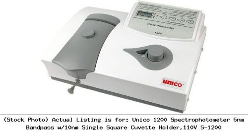 Unico 1200 Spectrophotometer 5nm Bandpass w/10nm Single Square Cuvette : S-1200
