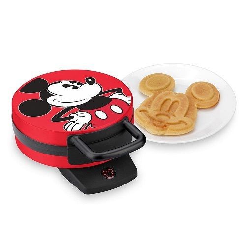 Disney Mickey Mouse Waffle Maker Red Black Non Stick Kitchen Gadget