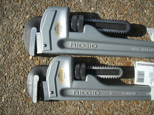 2 NEW Ridgid 24&#034; &amp; 18&#034; Aluminum Pipe Wrenches FREE SHIPPING US 48--
