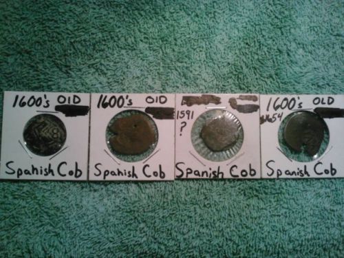 1591?-1654 mixed lot of 4 old Spanish Cob coins low grade