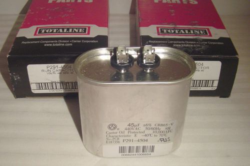 QTY(2)P291-4504~45 uf MFD 440 VAC~Carrier/Bryant Oval Run Capacitors TOTALINE