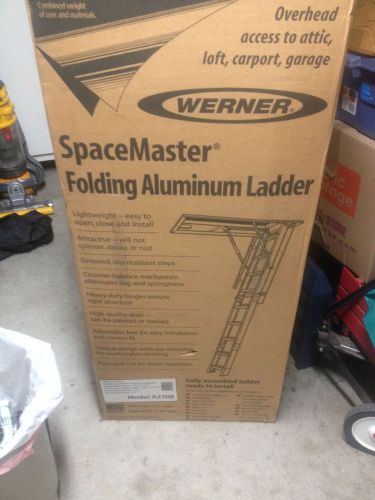 NEW IN BOX Werner SpaceMaster Folding Aluminum Attic Ladder A2208, 300lb