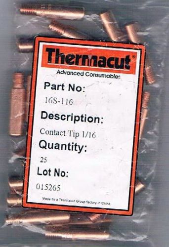THERMACUT 16S-116 1/16&#034; THREADED MIG WELDER CONTACT TIPS 25 PK-NEW