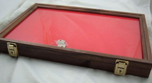 12&#034; X 18&#034; WALNUT display case Collectors display box collection showcase table
