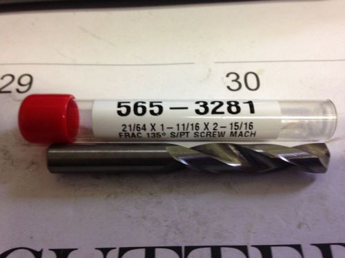 21/64&#034; CARBIDE SCREW MACHINE LENGTH DRILL 135d SPLIT PT