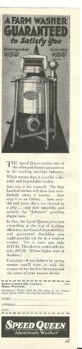 1930 Barlow&amp;Seelig Speed Queen Washer with Johnson Gas Engine ad