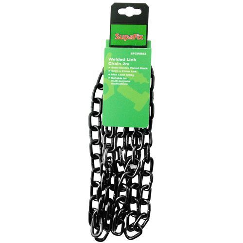 319658 Supafix Welded Link Chain 2m Steel Electro Plated Black 5x21mm Sfcwb52