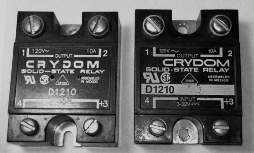 2 pc. Crydom D1210 Solid State Relay, 3-32VDC Input, 10A 120VAC Output