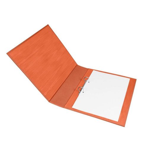 LUCRIN - A4 large ring file - Granulated cow - Orange
