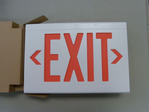 4 New Old Stock LED Exit Signs Dual Lite Whie Thermoplastic Red Letters Hubbell